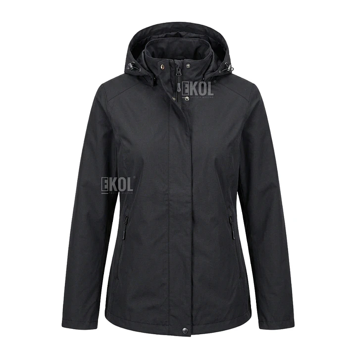 Chaqueta Cortaviento Mujer con Capucha Ajustable y Cuello Alto 2