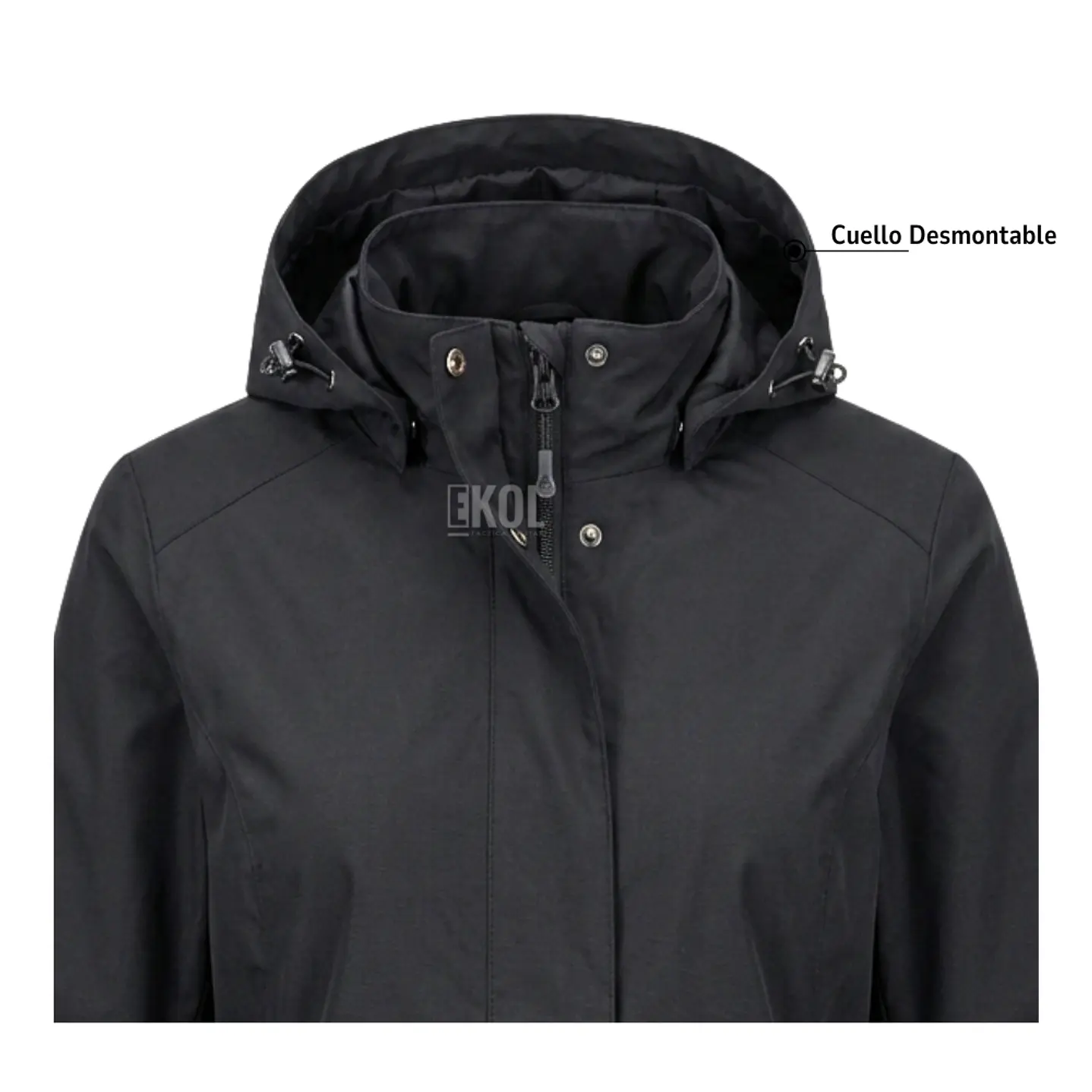 Chaqueta Cortaviento Mujer con Capucha Ajustable y Cuello Alto 5