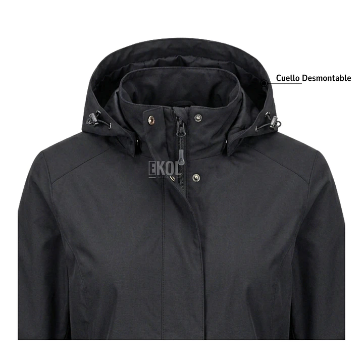 Chaqueta Cortaviento Mujer con Capucha Ajustable y Cuello Alto 5