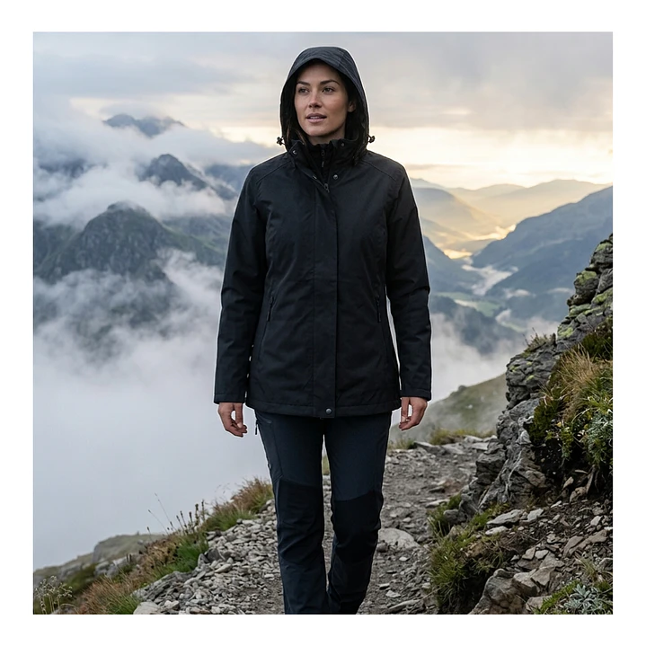 Chaqueta Cortaviento Mujer con Capucha Ajustable y Cuello Alto 8