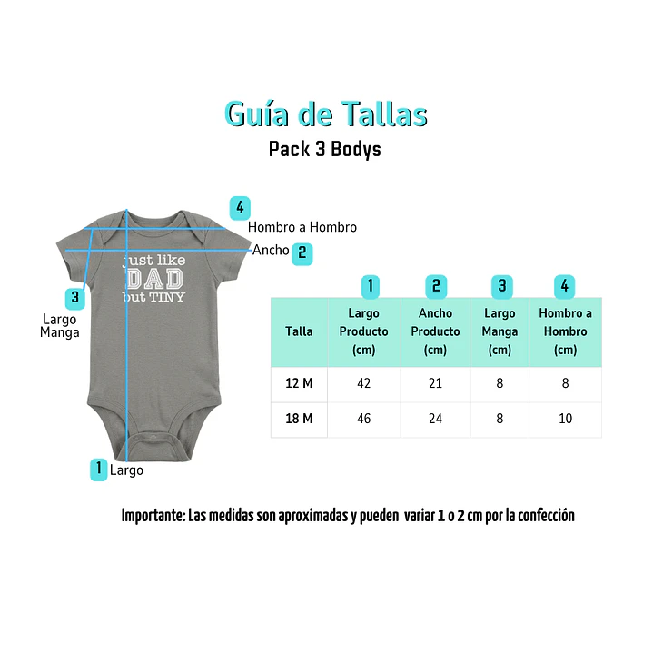 Pack 3 Bodys Diseños Surtidos 100% Algodón 15
