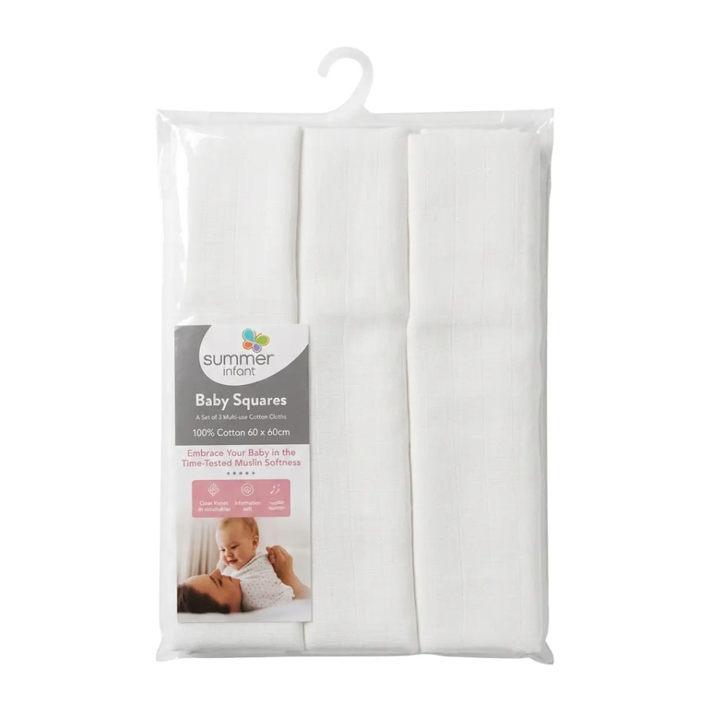 Pack 3 Pañales Blanco Para Bebé 100% Algodón 2
