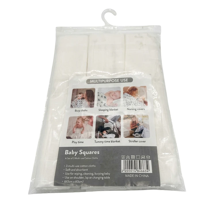 Pack 3 Pañales Blanco Para Bebé 100% Algodón 3