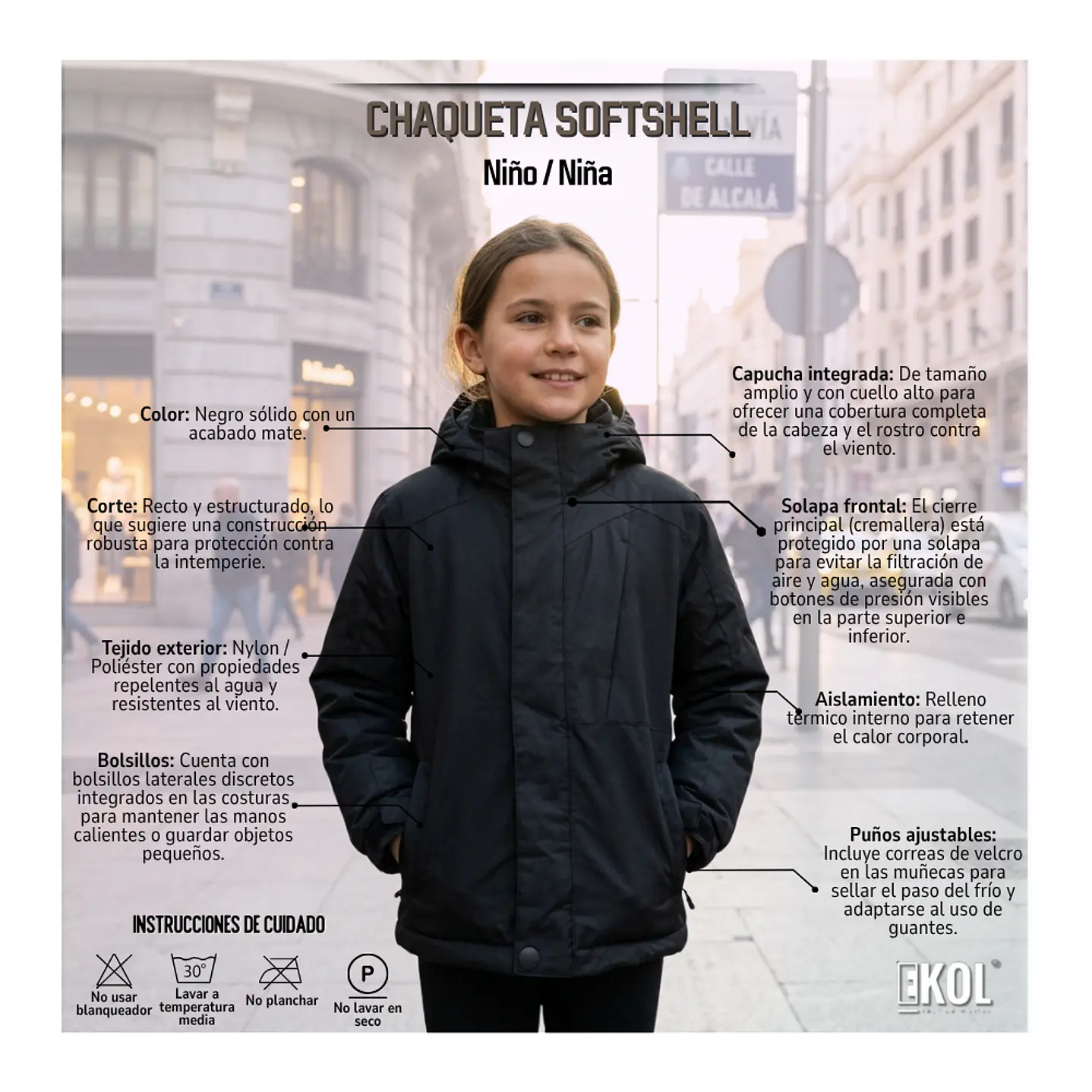 Chaqueta Térmica Softshell para Niños Impermeable y Cortavientos 5