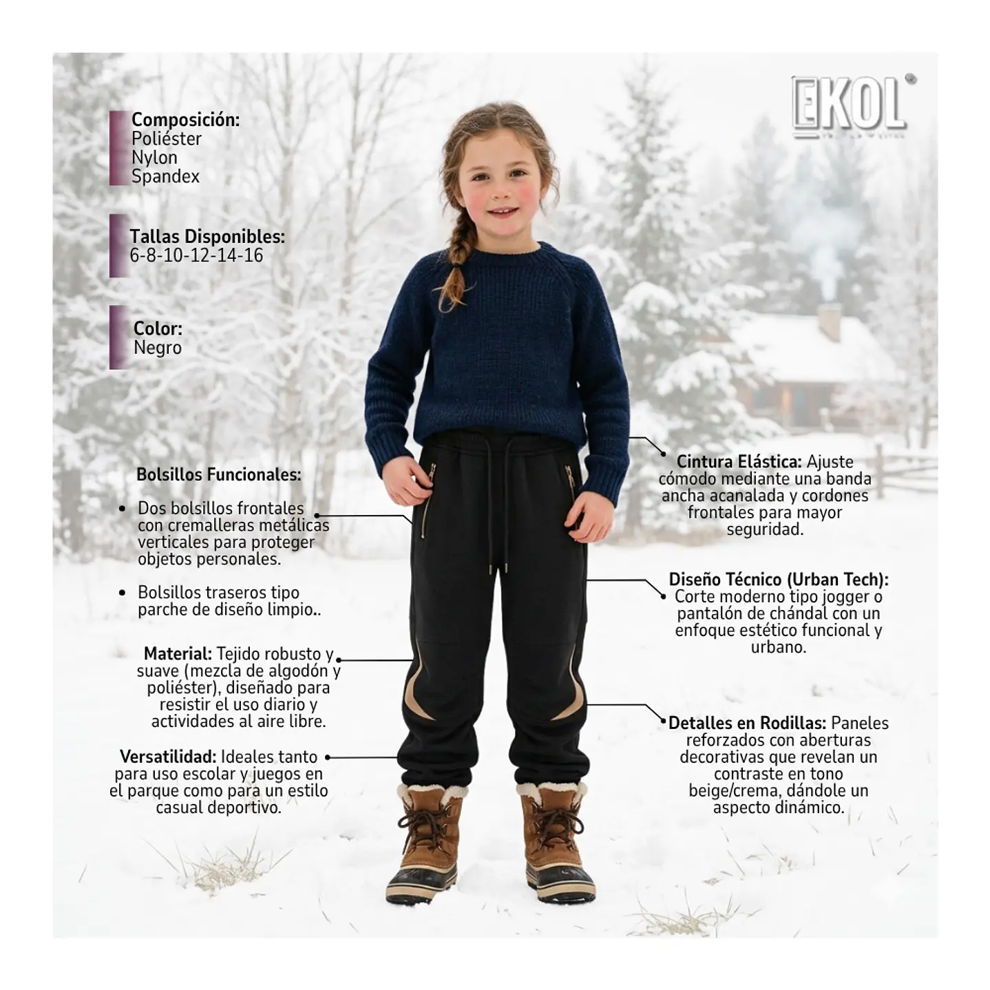 Pantalón  Softshell Jogger Niña Urban Tech - Reforzado Con Bolsillos 5