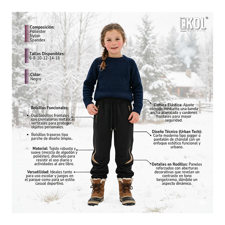 Pantalón  Softshell Jogger Niña Urban Tech - Reforzado Con Bolsillos 5