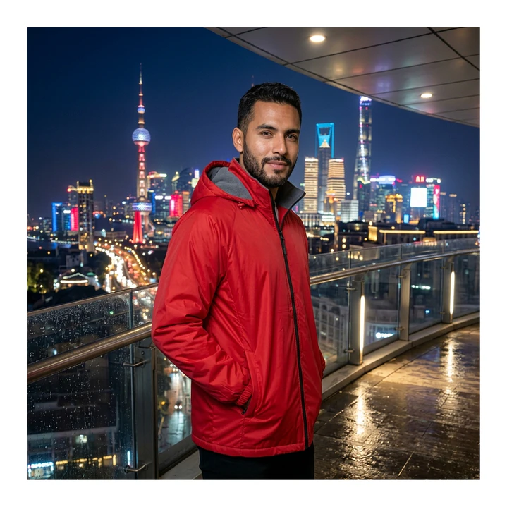 Chaqueta Softshell Con Forro De Polar Impermeable Roja Cuello Desmontable 1