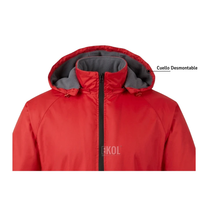 Chaqueta Softshell Con Forro De Polar Impermeable Roja Cuello Desmontable 4