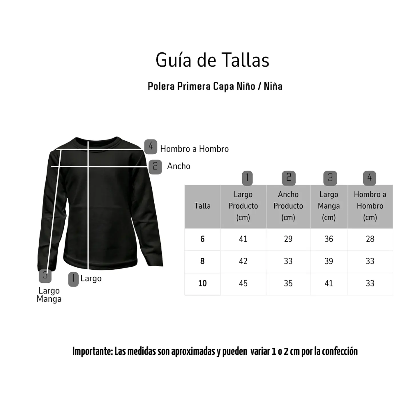 Camiseta Manga Larga Primera Capa Niños Polar Cuello Redondo 5