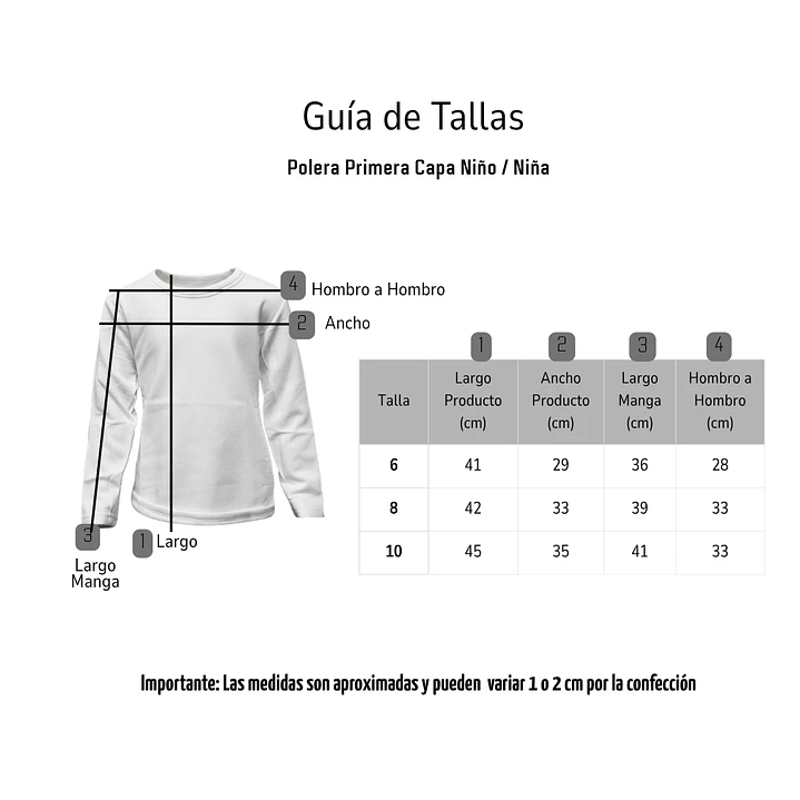 Camiseta Manga Larga Primera Capa Niños Polar Cuello Redondo 16