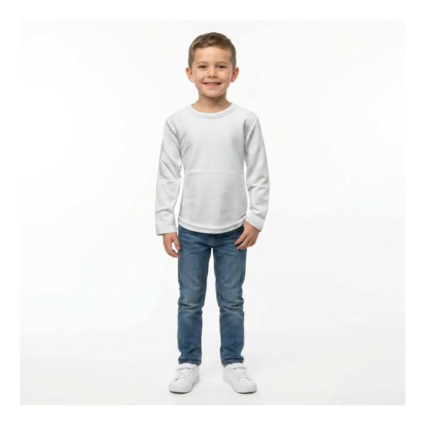 Camiseta Manga Larga Primera Capa Niños Polar Cuello Redondo 12