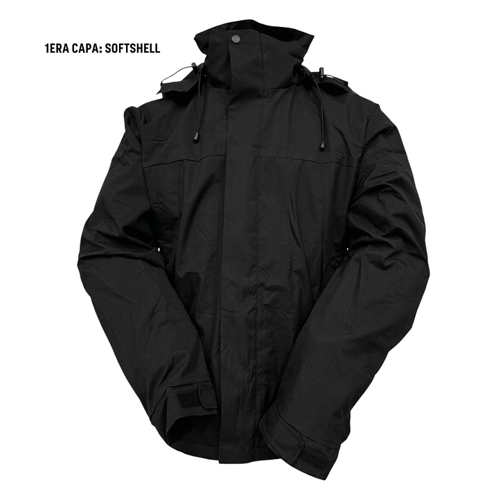 Chaqueta Doble Softshell Con Forro Polar Negra Térmica 2