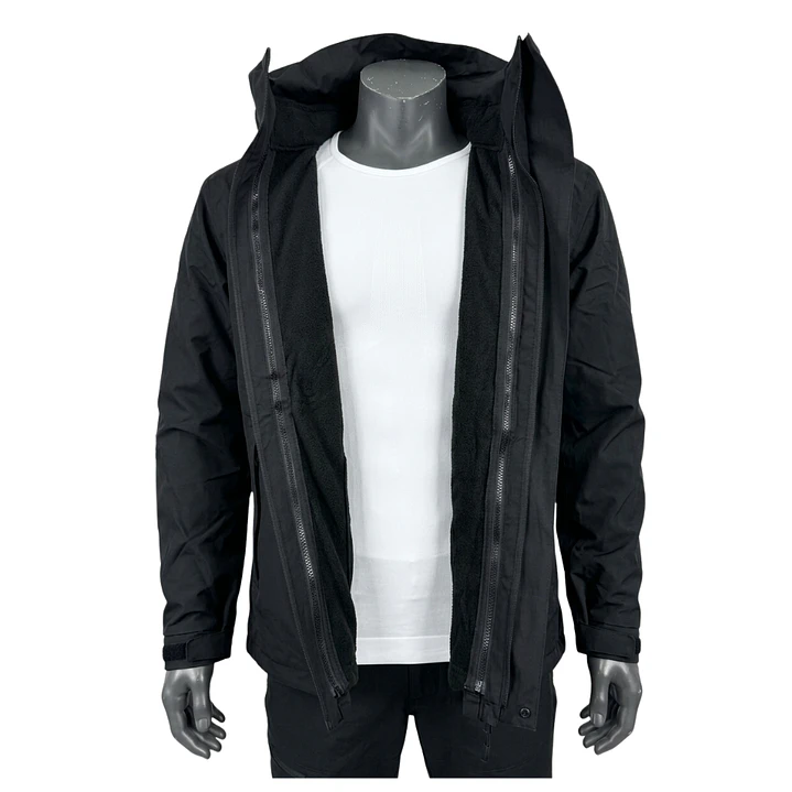Chaqueta Doble Softshell Con Forro Polar Negra Térmica 6
