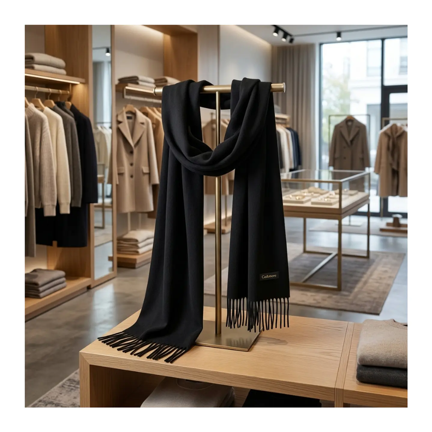 Bufanda de Cashmere Suave de Invierno con Flecos 1