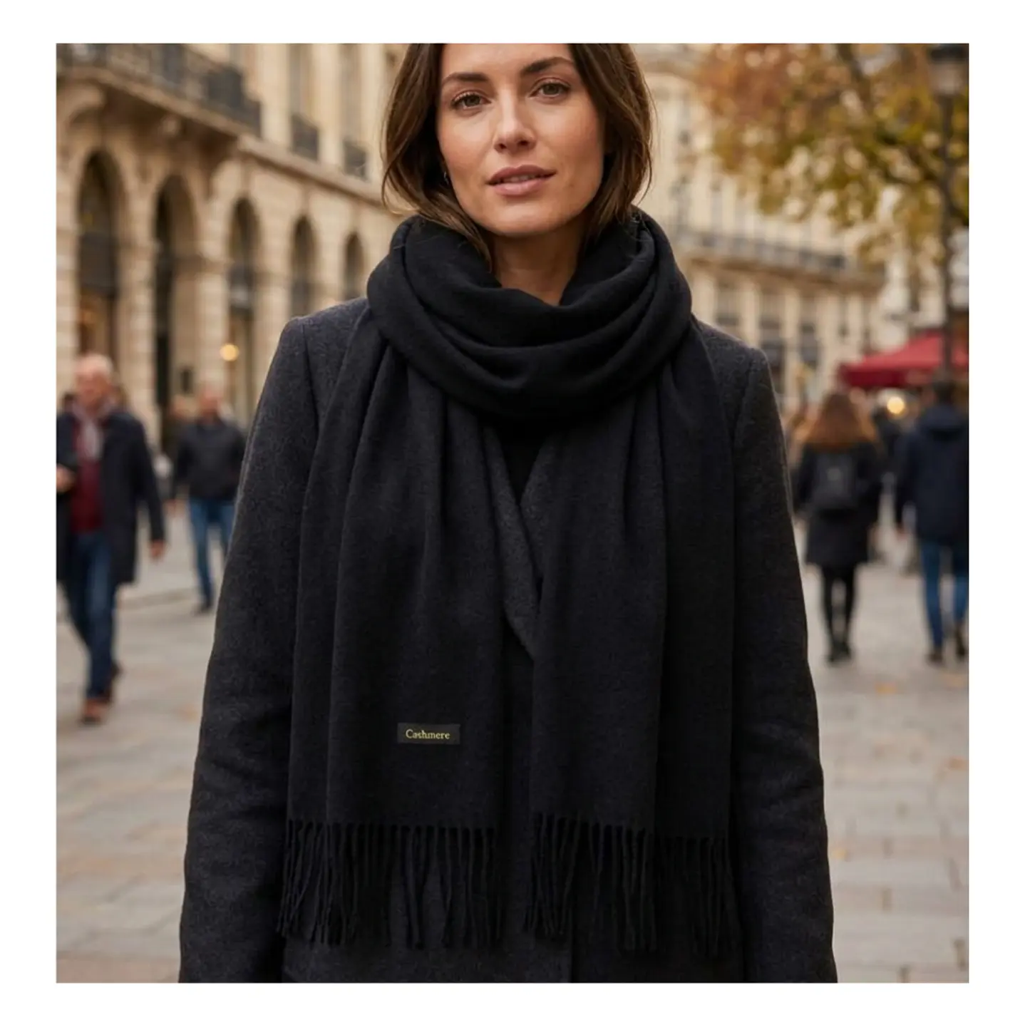 Bufanda de Cashmere Suave de Invierno con Flecos 5