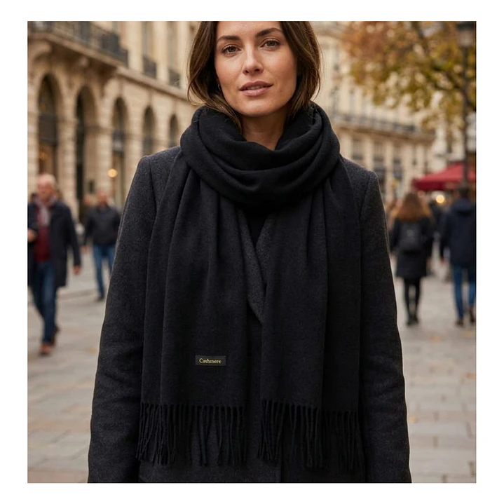 Bufanda de Cashmere Suave de Invierno con Flecos 5