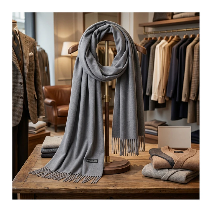 Bufanda de Cashmere Suave de Invierno con Flecos 7