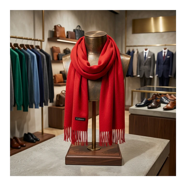 Bufanda de Cashmere Suave de Invierno con Flecos 13