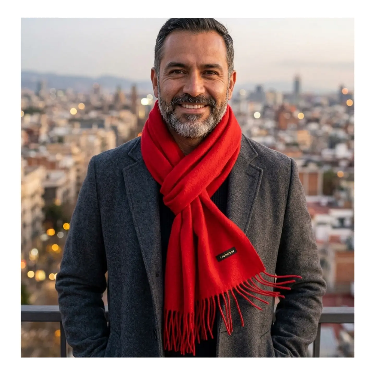 Bufanda de Cashmere Suave de Invierno con Flecos 17