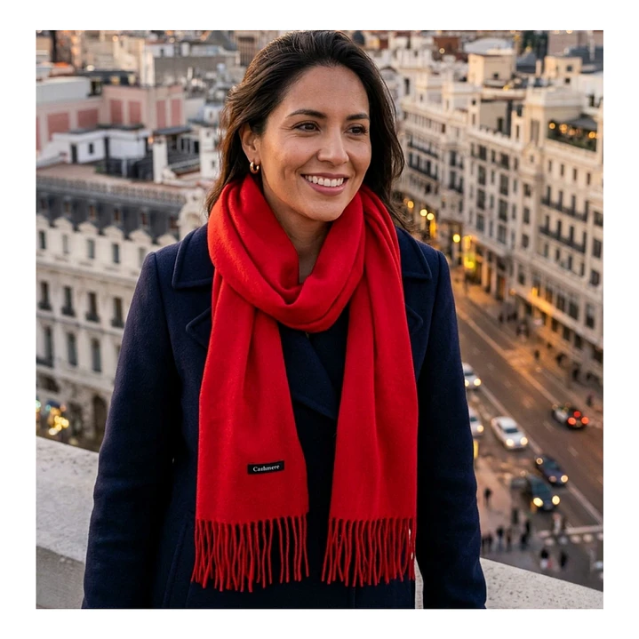 Bufanda de Cashmere Suave de Invierno con Flecos 18