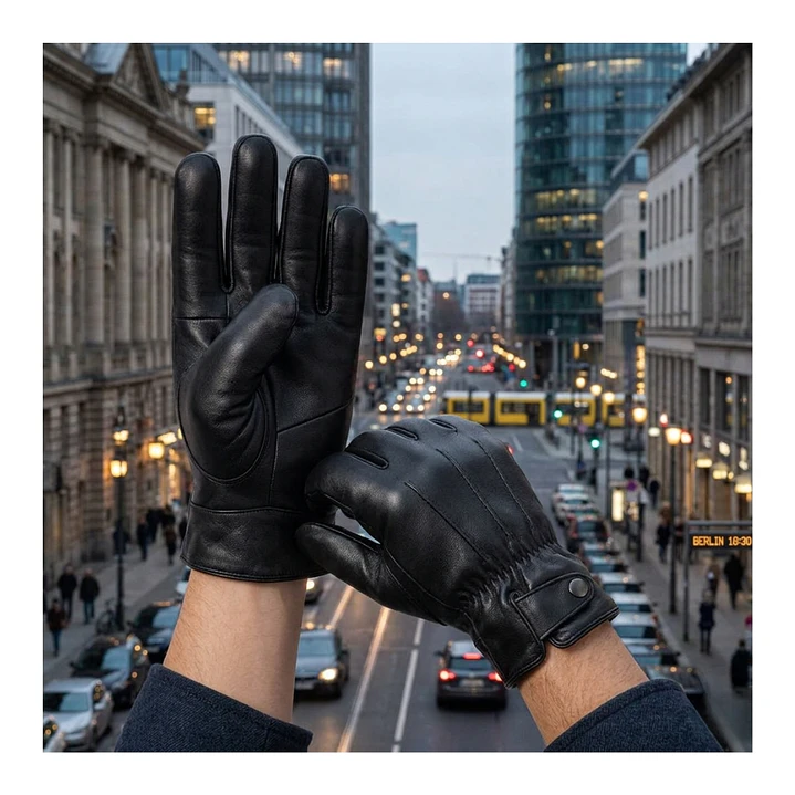 Guantes De Cuero Con Ajuste De Botón Y Elástico Clásicos Elegantes Para Hombre Invierno 7