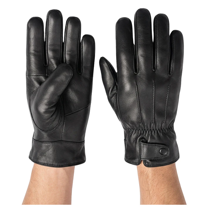 Guantes De Cuero Con Ajuste De Botón Y Elástico Clásicos Elegantes Para Hombre Invierno 3