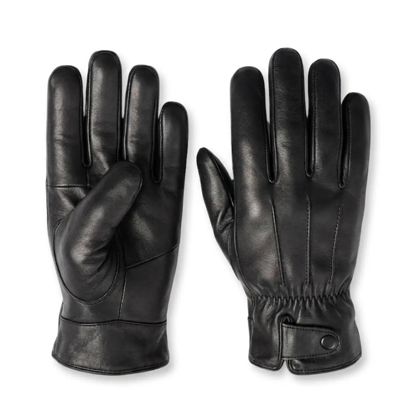 Guantes De Cuero Con Ajuste De Botón Y Elástico Clásicos Elegantes Para Hombre Invierno 2