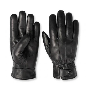 Guantes De Cuero Con Ajuste De Botón Y Elástico Clásicos Elegantes Para Hombre Invierno