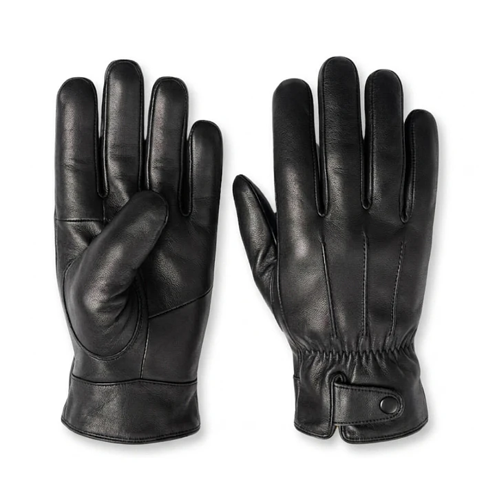 Guantes De Cuero Con Ajuste De Botón Y Elástico Clásicos Elegantes Para Hombre Invierno 2