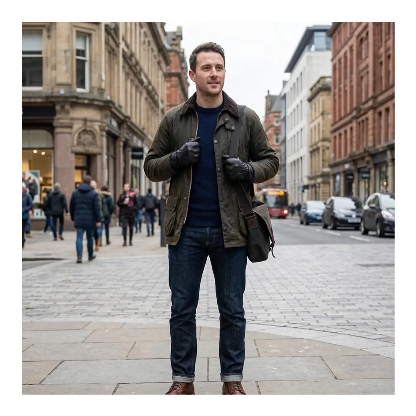 Guantes De Cuero Con Ajuste De Botón Y Elástico Clásicos Elegantes Para Hombre Invierno 1
