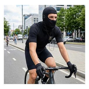 Set Antiviento Moto Balaclava Con Orificio Auricular y Guantes