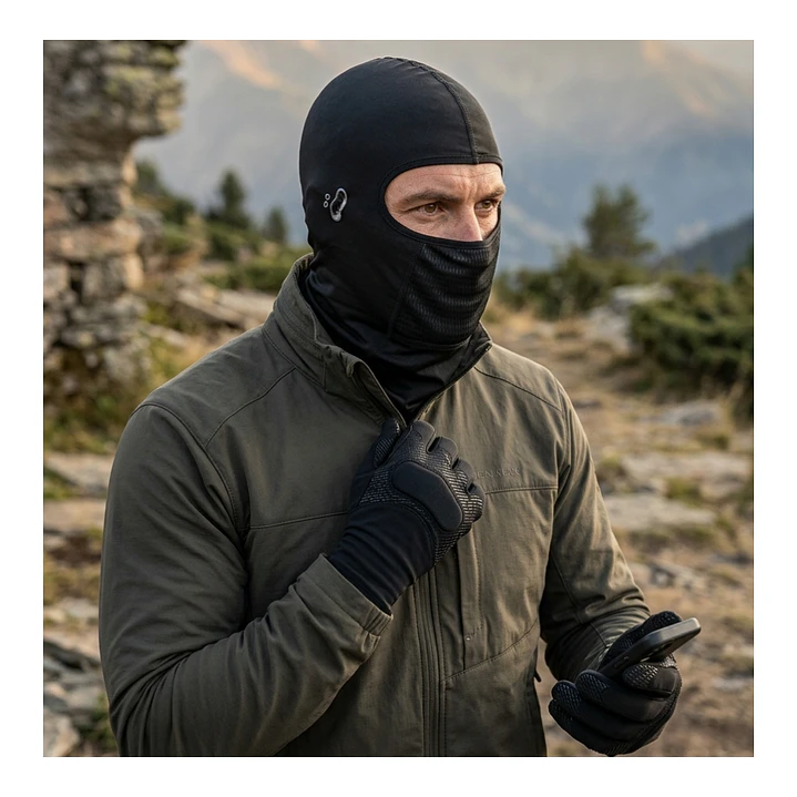 Set Antiviento Moto Balaclava Con Orificio Auricular y Guantes 9