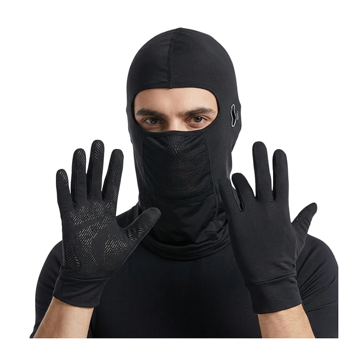 Set Antiviento Moto Balaclava Con Orificio Auricular y Guantes 2