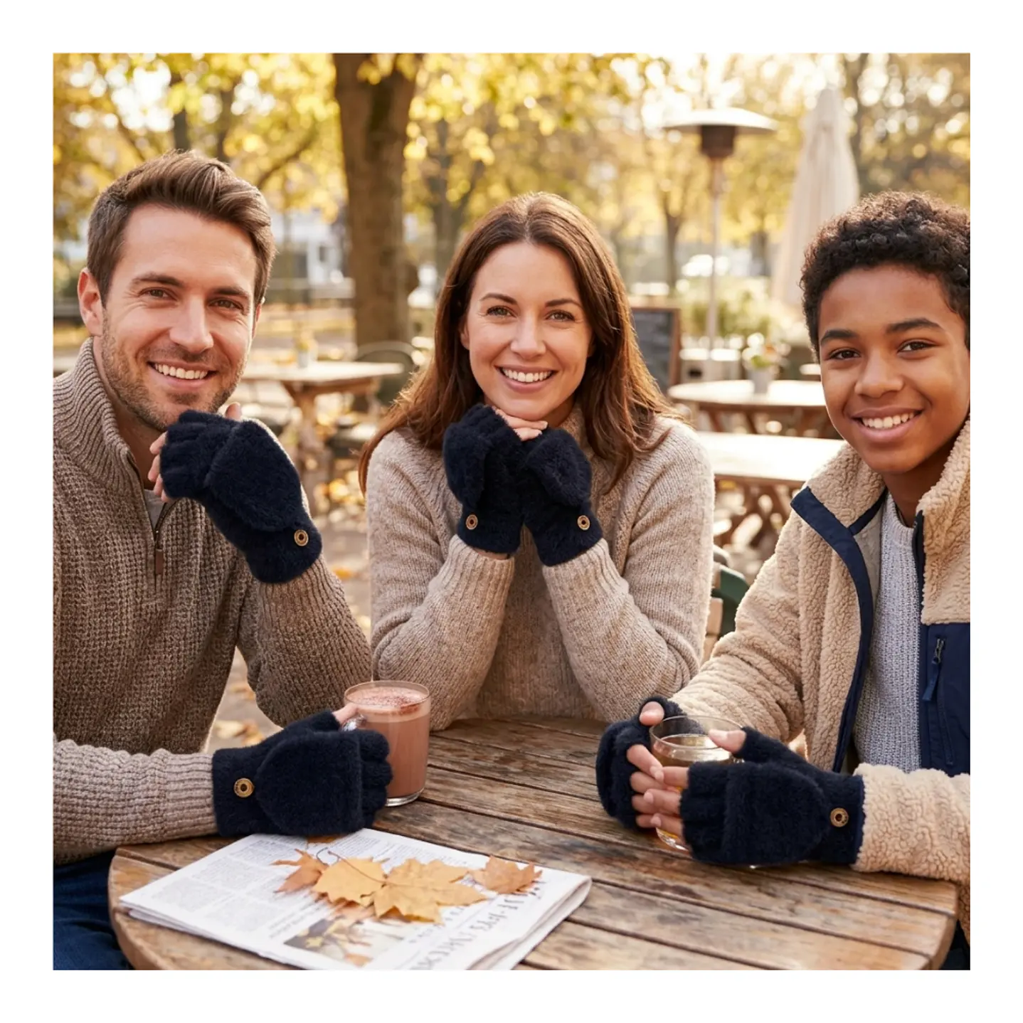 Pack 3 Guantes Híbridos Invierno Térmico Con Botón Sujeción 1
