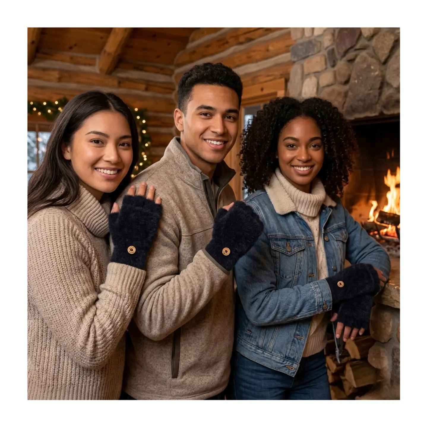 Pack 3 Guantes Híbridos Invierno Térmico Con Botón Sujeción 8