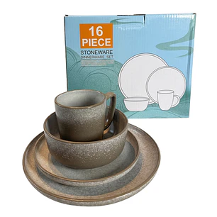 Set De Vajilla Completo 16 Piezas Stoneware Diseño Orgánico