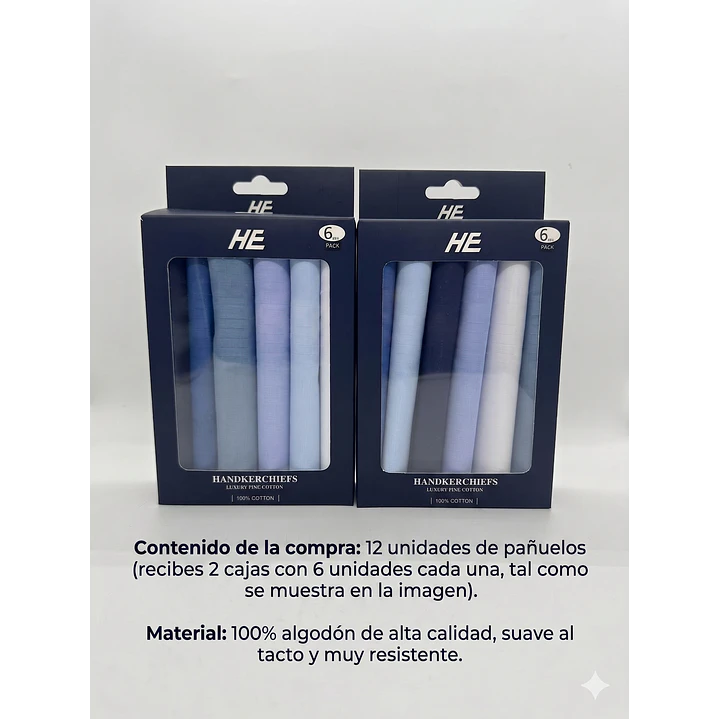 Pañuelos Para Hombre, 100% Algodón 6 Und 40x40 Premium 7