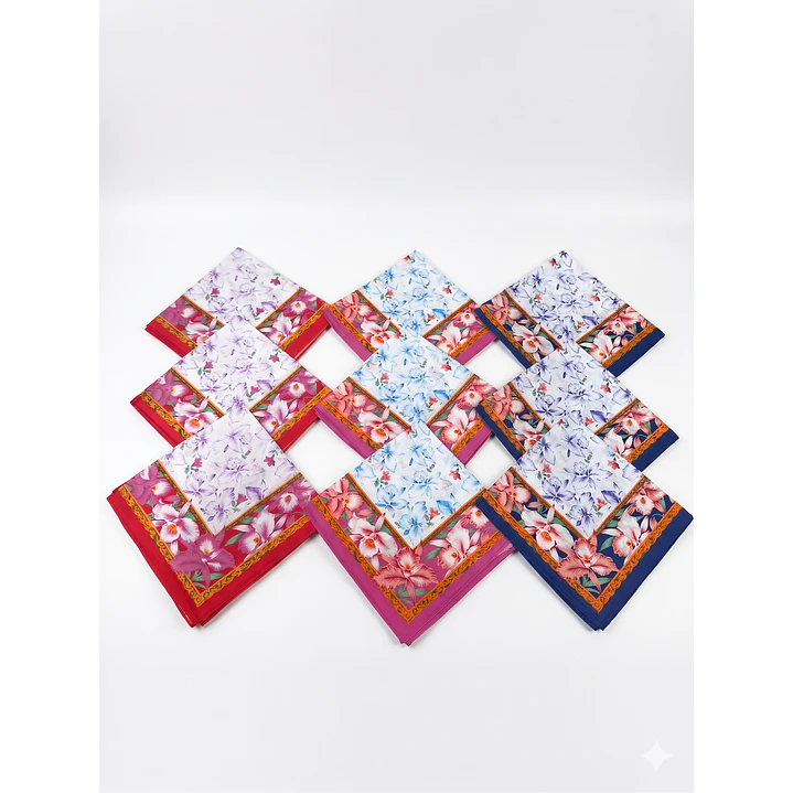 Pañuelos Damas Blancos Con Flores Pack 12 Und Algodon 6
