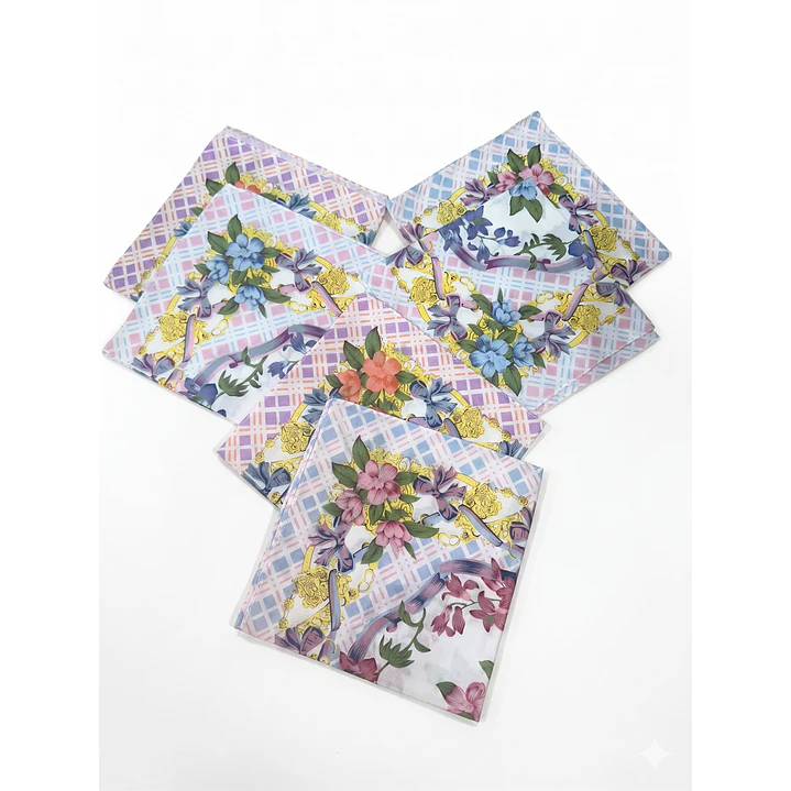 Pañuelos Damas Blancos Con Flores Pack 12 Und Algodon 7