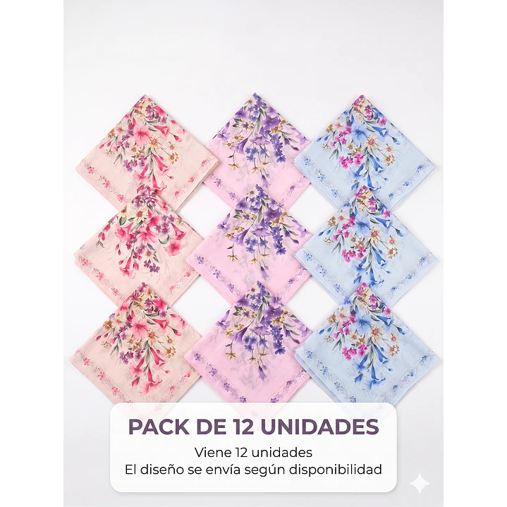 Pañuelos Damas Blancos Con Flores Pack 12 Und Algodon 8