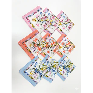 Pañuelos Damas Blancos Con Flores Pack 12 Und Algodon