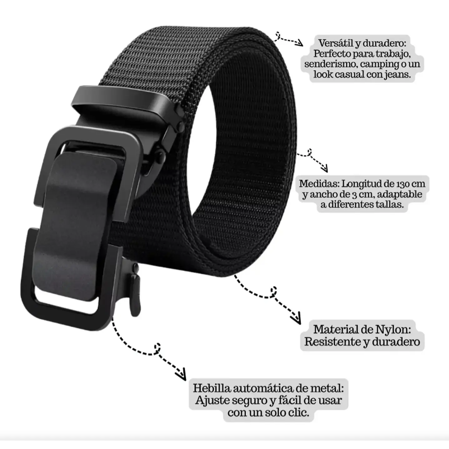 Cinturón Táctico De Nylon Con Hebilla Metálica Automática 2