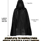 Capa Negra Con Capucha Para Disfraz Adulto 150cms De Tela - Miniatura 2