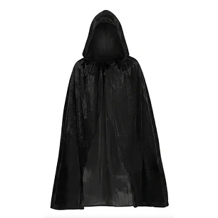 Capa Negra Con Gorro Disfraz Niño Halloween 80cms