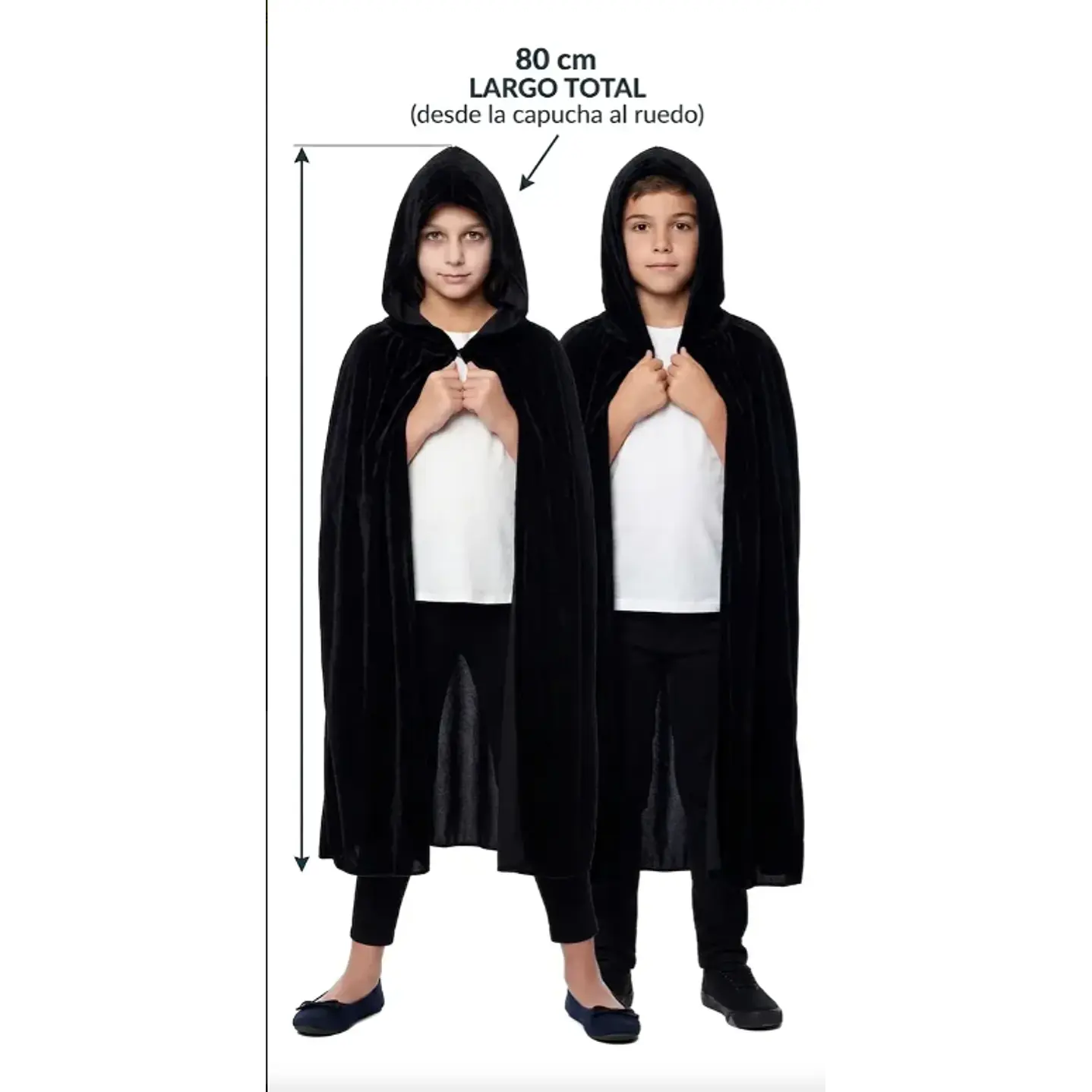 Capa Negra Con Gorro Disfraz Niño Halloween 80cms 1