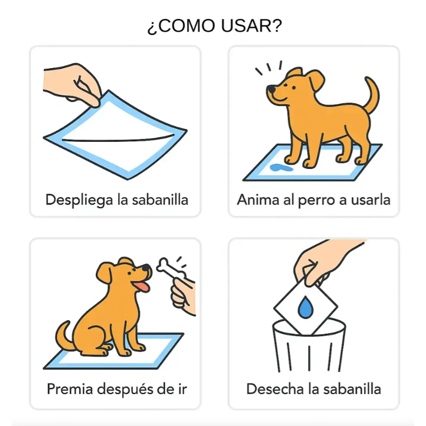 100 Pañales Sabanillas Absorbentes Mascota Perros 60x90cm Azul 4