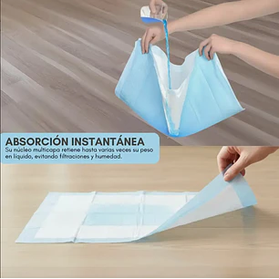 100 Pañales Sabanillas Absorbentes Mascota Perros 60x90cm Azul