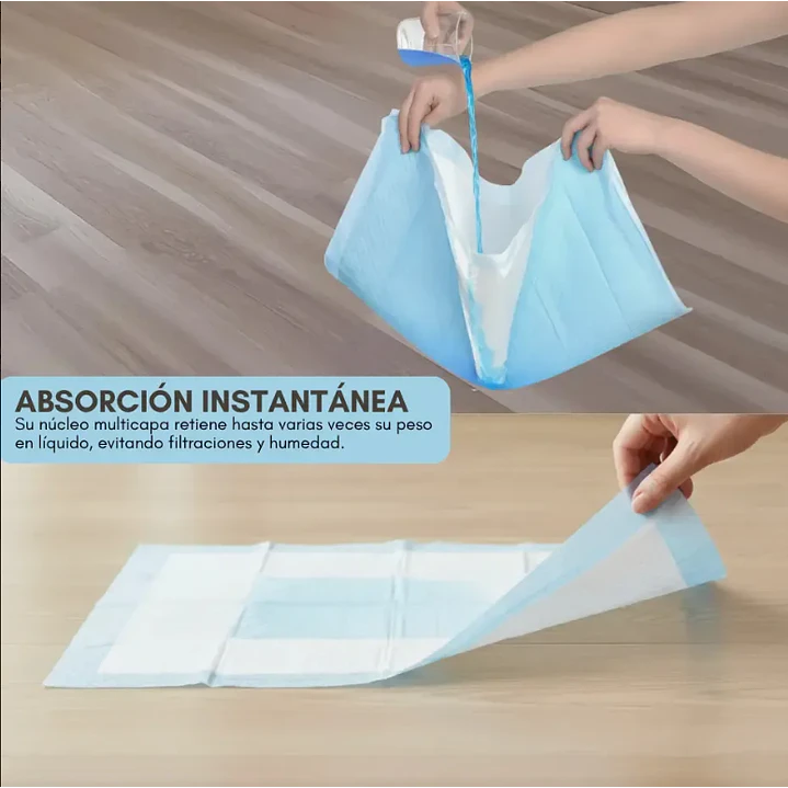 100 Pañales Sabanillas Absorbentes Mascota Perros 60x90cm Azul 2