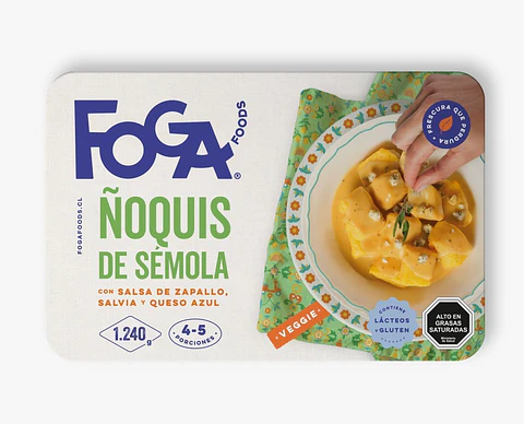Ñoquis de semola con salsa de zapallo y queso azul Bandeja L