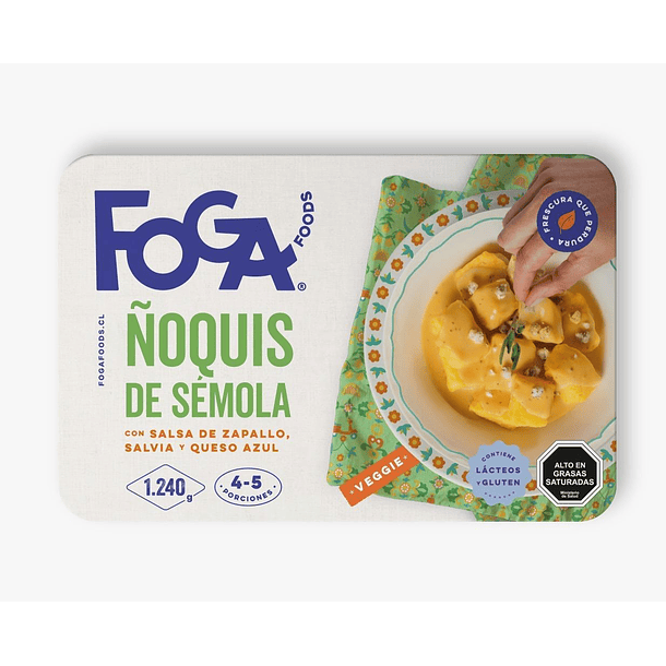 Ñoquis de semola con salsa de zapallo y queso azul Bandeja L